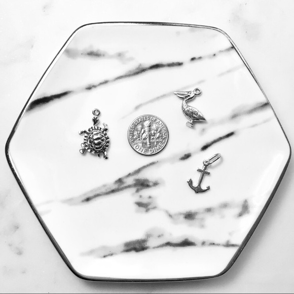 Turtle Seagull Anchor Sterling Silver Charms 3 Set - Picture 2 of 2